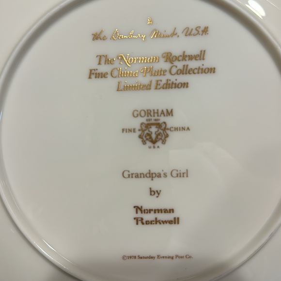 NORMAN ROCKWELL Limited Edition Danbury Mint Collectible Plate “Grandpa’s Girl” - Picture 5 of 8